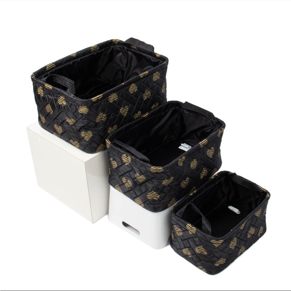 NWT Lug Crescendo 3-Piece Reversible Storage Bins in Hearts 🖤💛🖤💛 - Picture 4 of 10